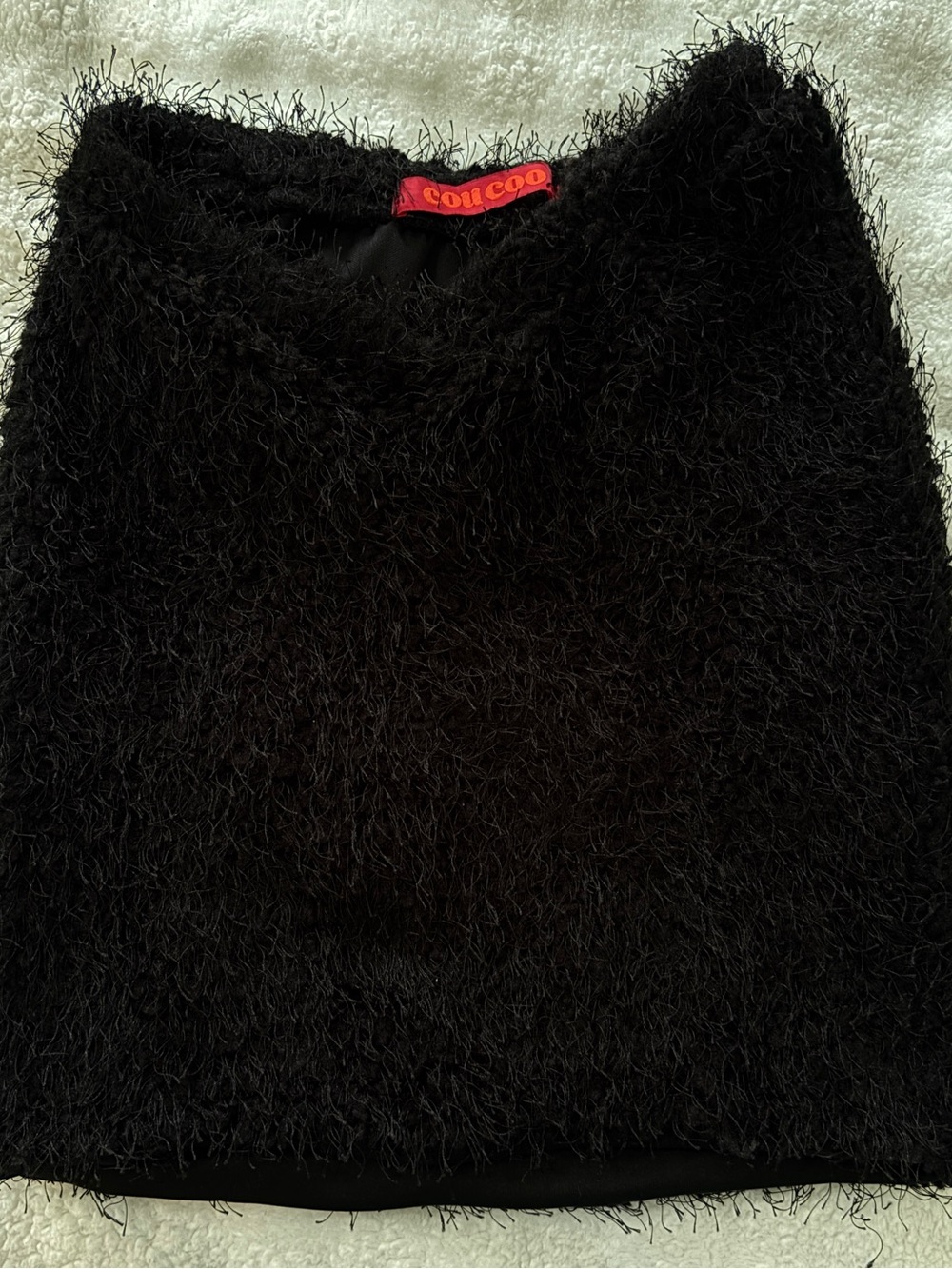Coucoo Black Fuzzy Knit Skirt